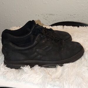 ECCO Flexzone Black Suede Leather Lace-up Sneakers